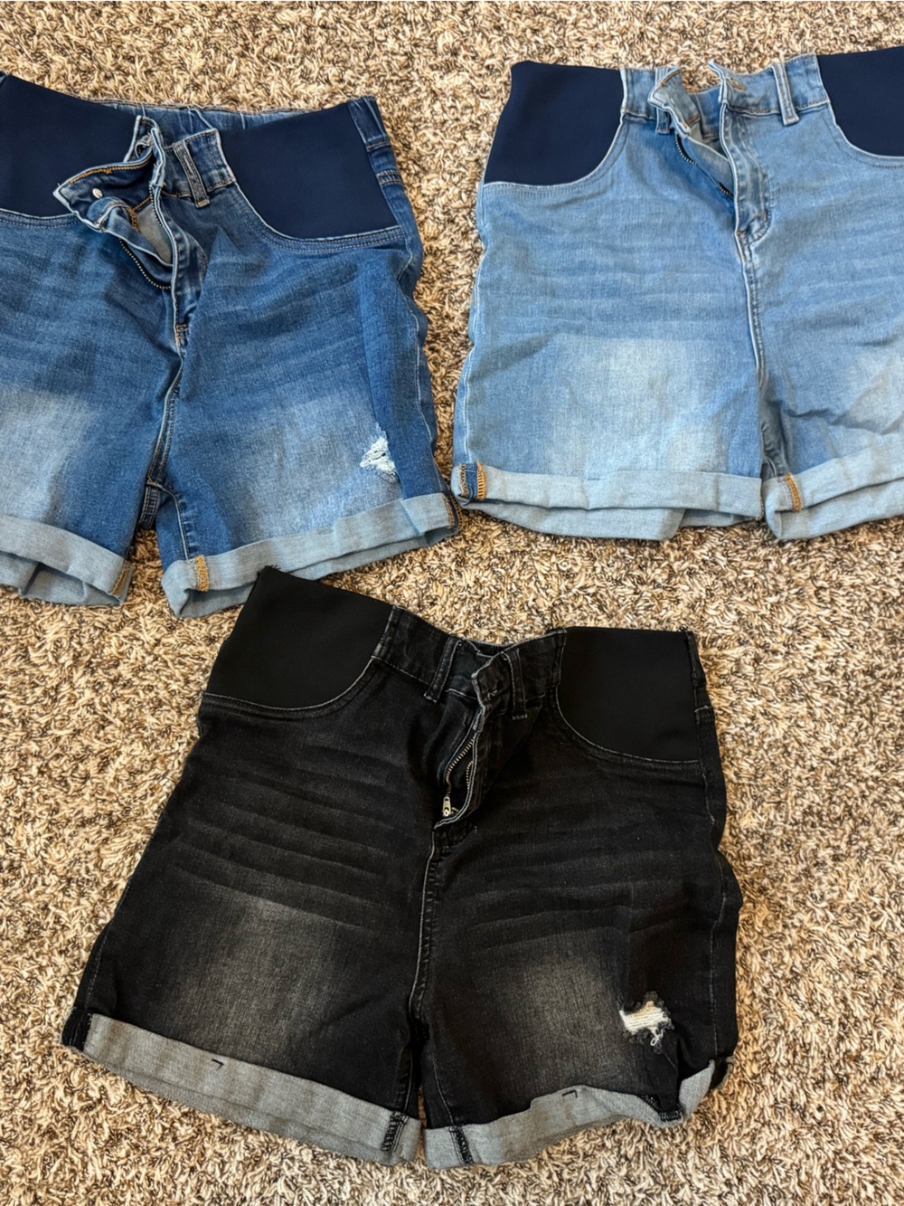 Women’s maternity Denim Pull-On Shorts - Black and Blue